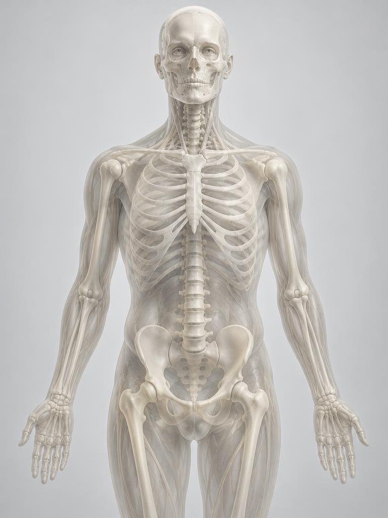 Estudio visual anatómico ilustrativo del torso humano, sin regiones interactivas.